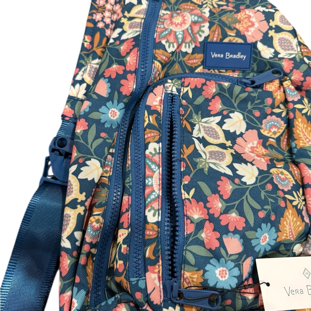 Vera Bradley Teal Floral Sling Crossbody Bag - Picture 3 of 5